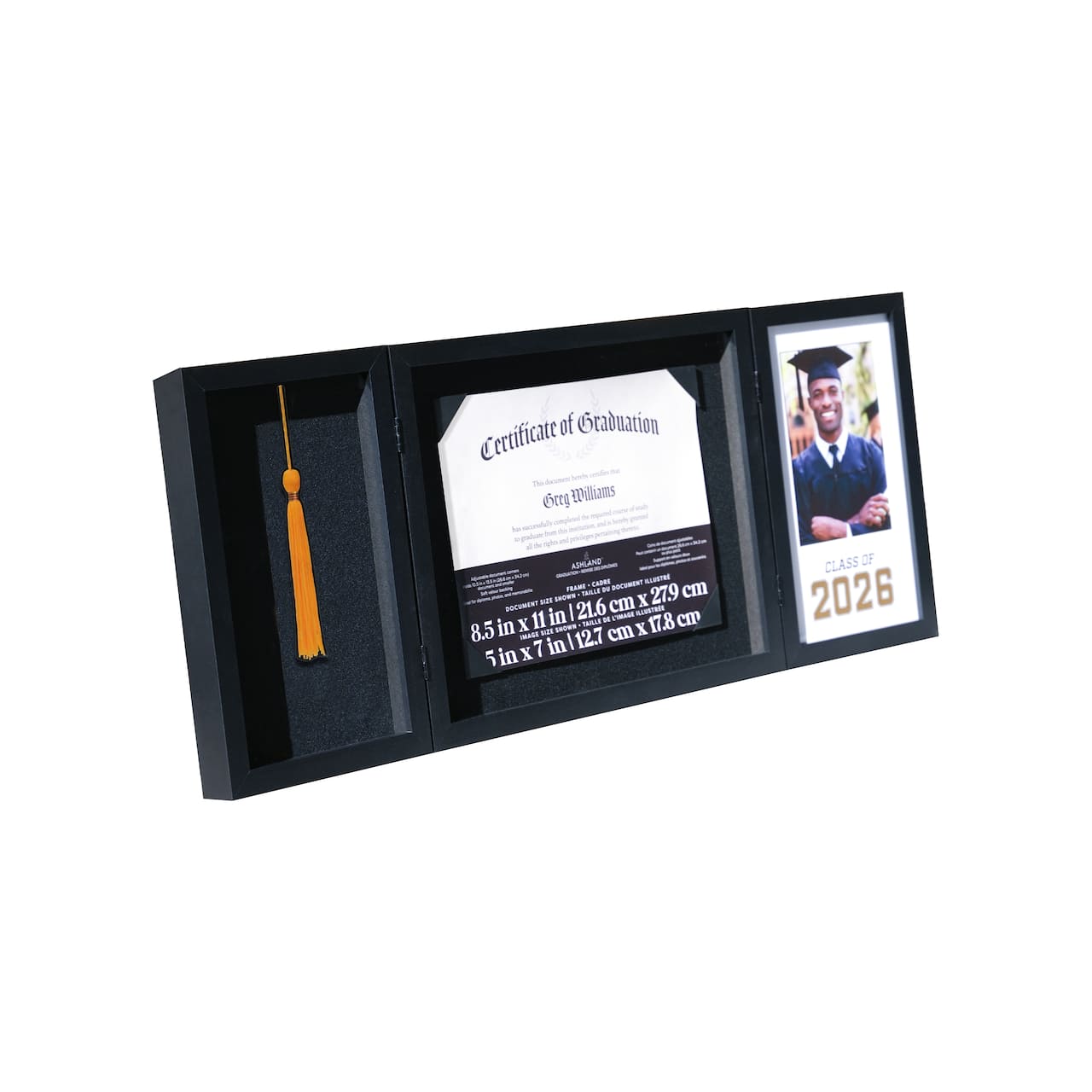 3 Opening 29.75" x 11.75" 2026 Triple Hinge Document, Image & Tassel Frame, Graduation by Ashland®